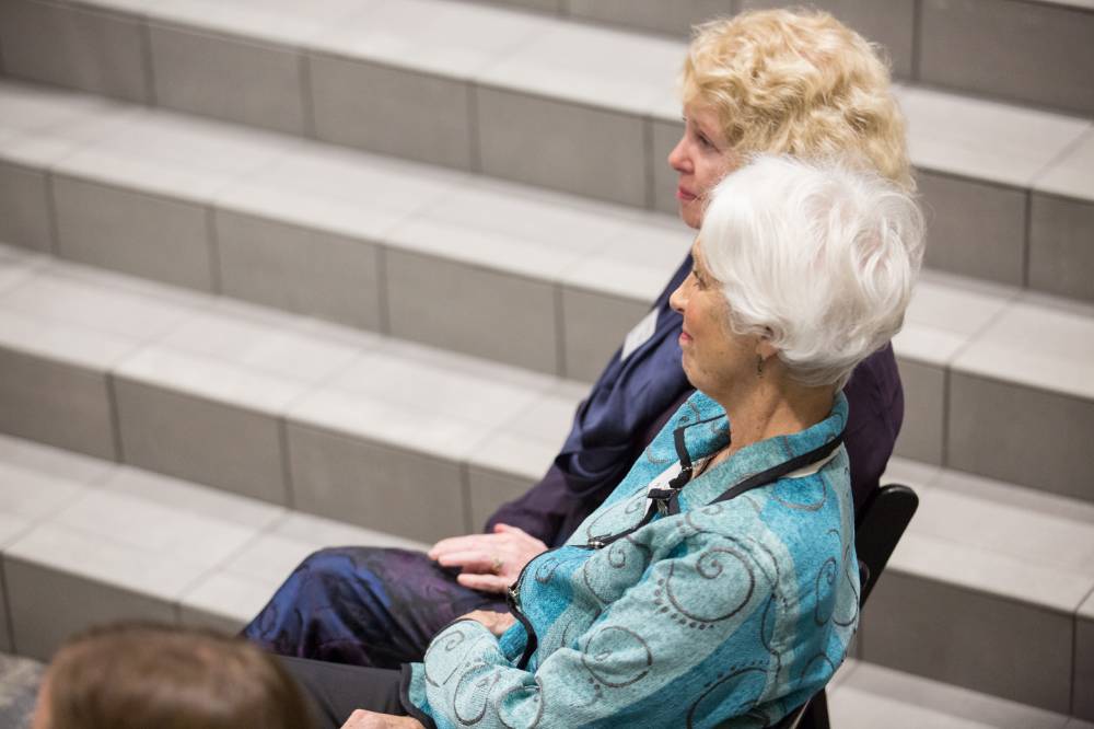 Marcia Haas with a guest at the event.